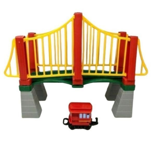 Fisher Price GeoTRAX C5216 Red & Yellow Sky High Suspension Bridge + Manual - Picture 1 of 9